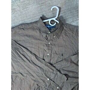 Ralph Lauren Blake Plaid Button Down Shirt Men's XL Brown Long Sleeve Cotton